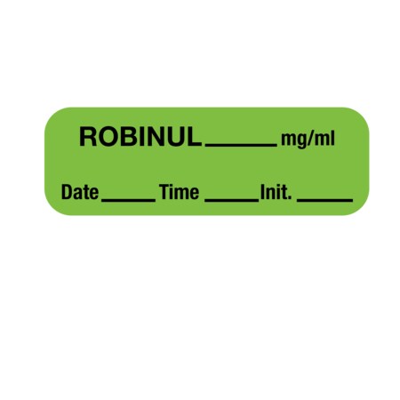 Nevs Label, Robinul 1/2" x 1-1/2" Green w/Black LANT-3332D